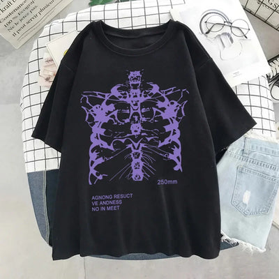 Oversized T-shirt Women Female T-shirt Dark Skull Bones Heart and Lung Print Short Sleeve Streetwear Harajuku Top Woman Clothes