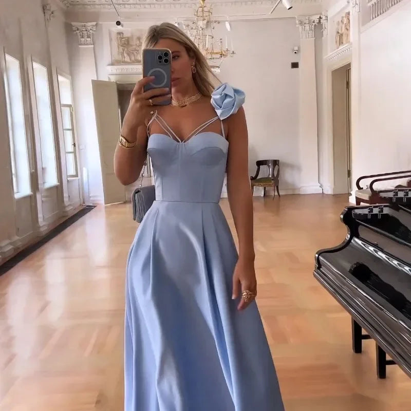 Luxurious Women Party Evening Dress Elegant 3D Floral Off Shoulder Corset Cocktail Gala Dress Graduation Wedding Foraml Prom