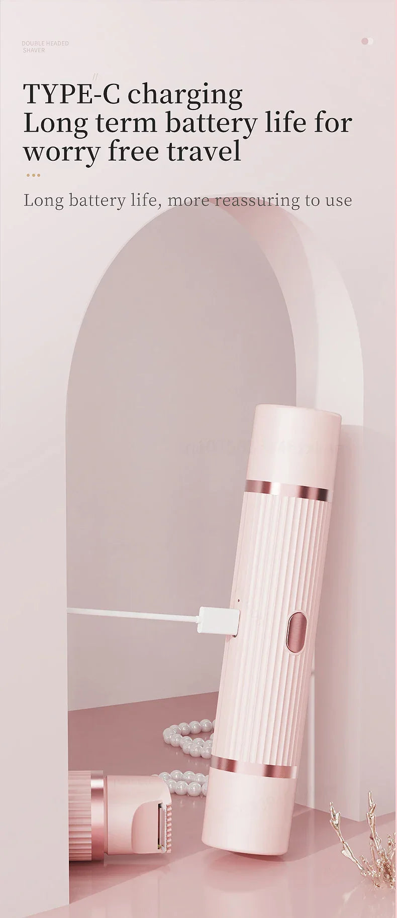 Electric Shaver for Women Female Epilator Electric Hair Removal 2 in 1 Woman's Razor for Body Legs Face Mustache Bikini Trimmer