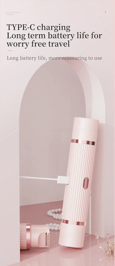 Electric Shaver for Women Female Epilator Electric Hair Removal 2 in 1 Woman's Razor for Body Legs Face Mustache Bikini Trimmer