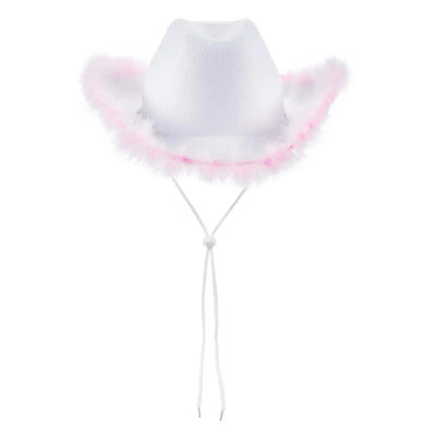 Women's Cowboy Hat, Adult Solid Color Furry Trim Wide Brim Hat Female Cap for Dating Party