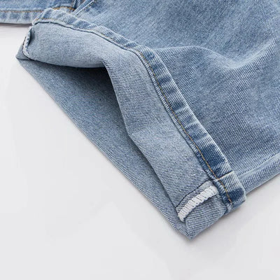 High-waist Plus-size Women Jeans Loose Small Person Straight Crotch Versatile Slimming Trousers Cotton Material