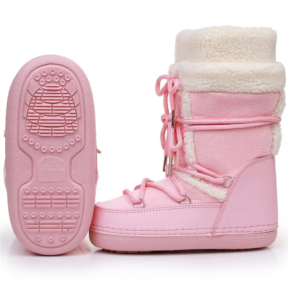Snow Boots for Women Hairy Fuzzy Fluffy Furry Fur Boots 2025 Winter Boots for Women Waterprrof Pink Black White Fur Snow Boots