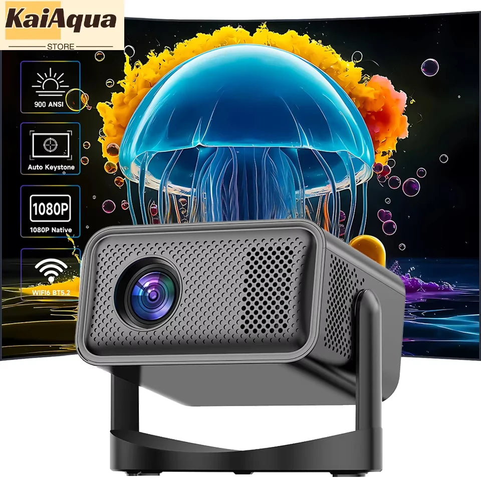 Portable Projector 900ANSI Android11 4K Native 1080P Wifi6 Auto Keystone Allwinner H713 Electronic Focus BT 5.2 360° Home Cinema