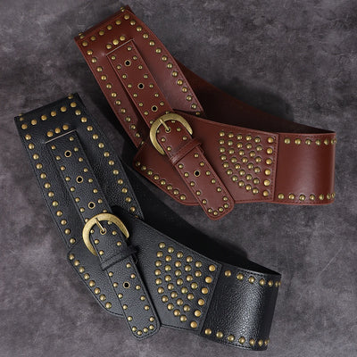 New vintage haute couture fashion with a dress with a hipster studded punk waist seal