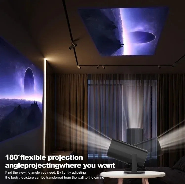 Mini Portable Projector Home Cinema 1080p HD 4k Android 11 Projector with WiFi 6 and Bluetooth Smart Pocket Outdoor