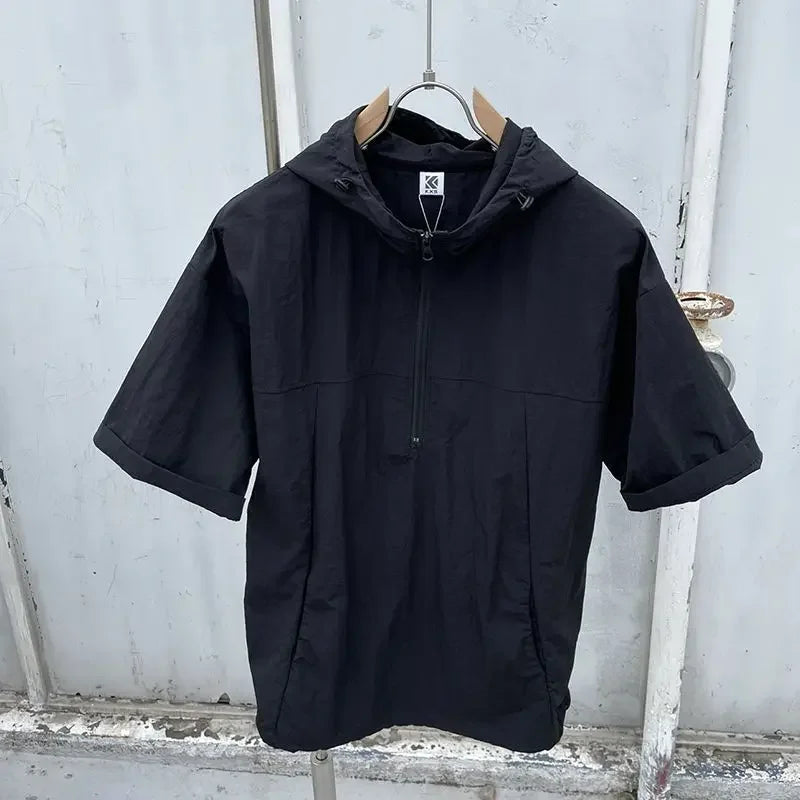Summer Sweatsuit Sets Men Casual Hoodie T-shirt Short Sleeve Quick Dry Shorts Sports Suits Summer Outdoor Thin Cool Workwear Set
