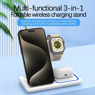 High-Speed Wireless Charging Station 3in 1 for iPhone16/15/14/13/12/11,iWatch10/9/8/7,AirPods2/3/Pro-Multiple Devices-for Home