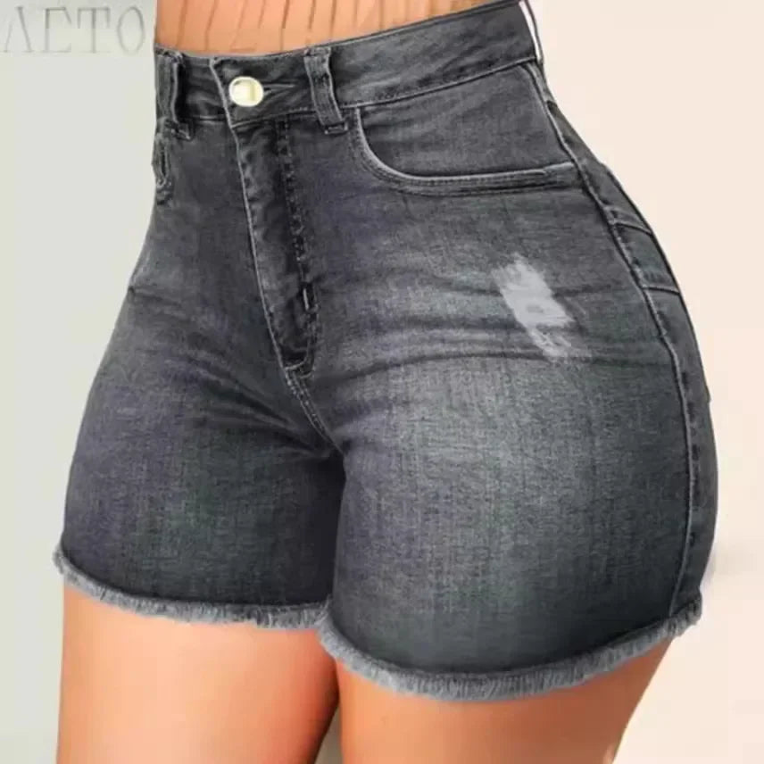 Slim Fit Elastic Jeans Shorts Breathable Comfortable Thin Denim Fashionable Comb Short Hair Design Women's Summer Shorts