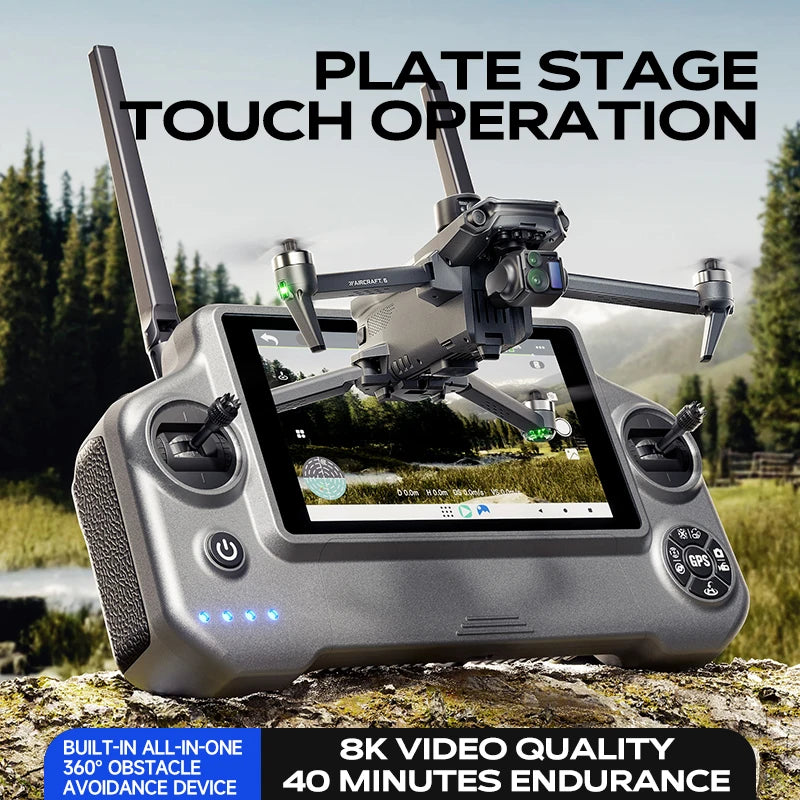 Wing 6 Professional Drone With 8K Camera GPS 3-Axis Gimbal 360 Obstacle Avoidance Touch Screen FPV Brushless RC Dron Boy Toy