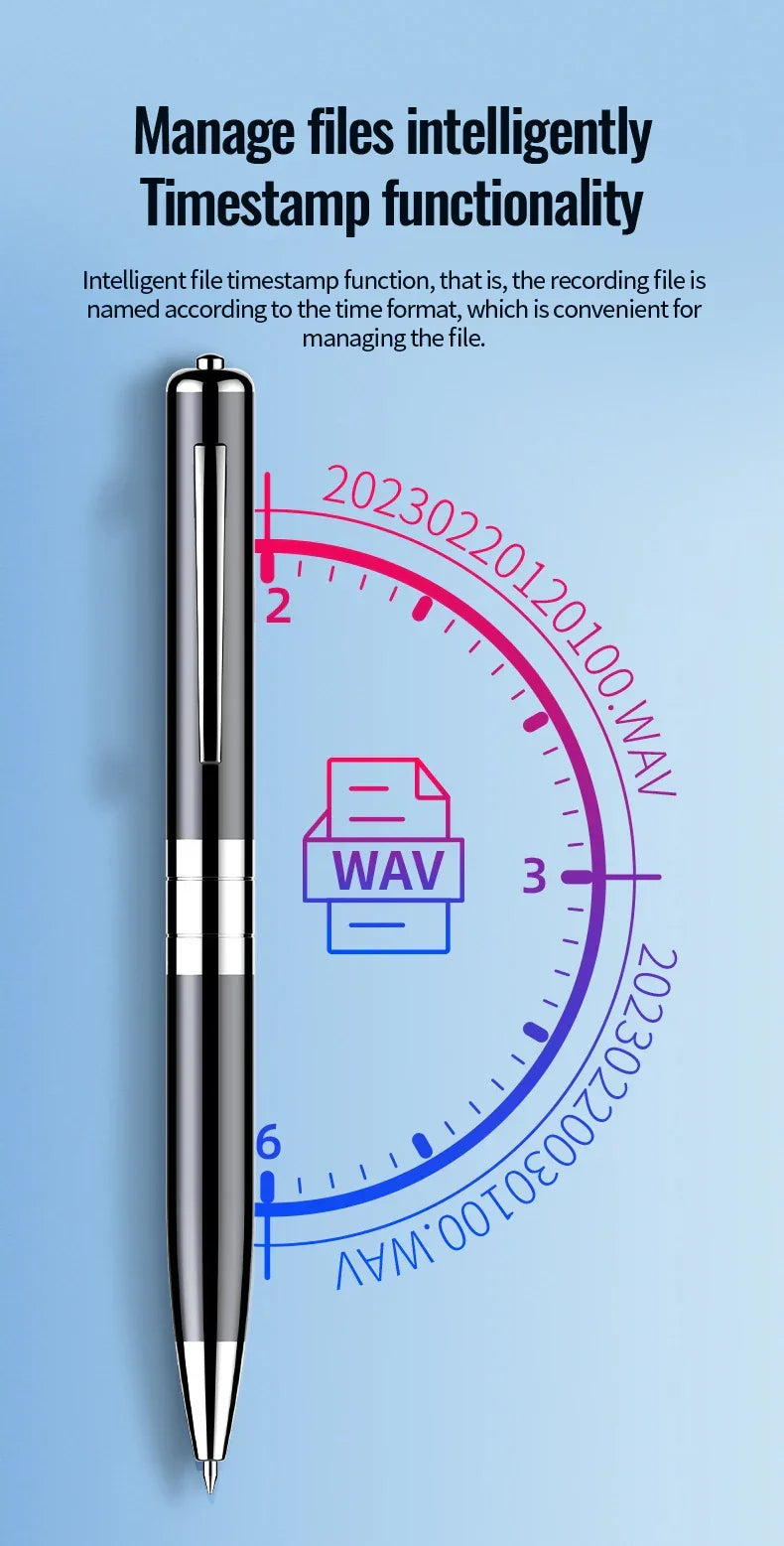 Portable Mini Digital Voice Recorder Sound Dictaphone Voice Activated Noise Reduction Recording Pen Long Time Audio Recorder