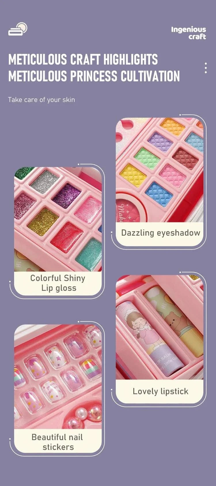 Kids Makeup Kit Little Girls 49 Pcs Washable Makeup Kit Real Girl Princess