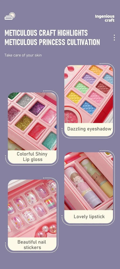 Kids Makeup Kit Little Girls 49 Pcs Washable Makeup Kit Real Girl Princess