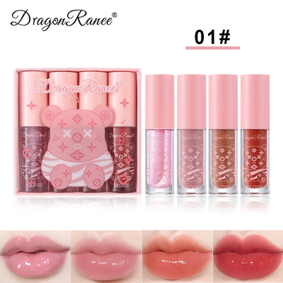 4 PCS Lip Ink Oil Set Hydrating Lip Gloss Pack Kit Moisturizer Waterproof Lip Tint Korean Makeup For Women Cosmetics