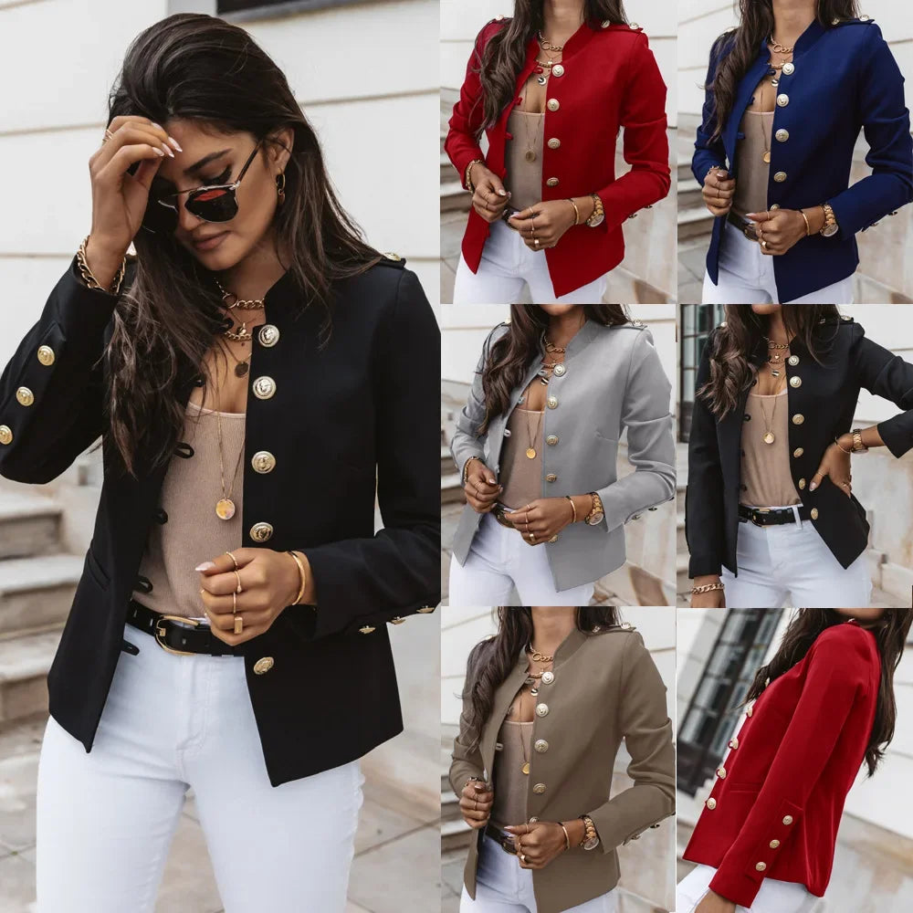 Women's Blazers Long-sleeved Suit Tops Fashion Slim Buttons Casual Sblazer Street Office Coats for Female