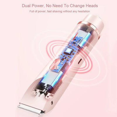 Electric Razors for Women 2in1 Bikini Trimmer Facial Mustache Shavers for Ladies Body Underarms Legs Portable Painless Epilator