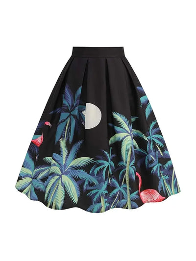 Summer Casual Women Midi Skirt Polka Dot High Waist Retro Vintage 50s Pleated Party Skirts