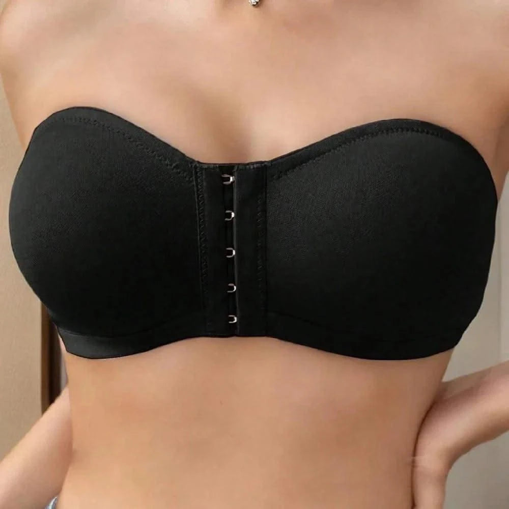 Women's Front Closure Strapless Bra Wireless Tube Bralette Seamless Invisible Bandeau Bras No Padding Daily Bra