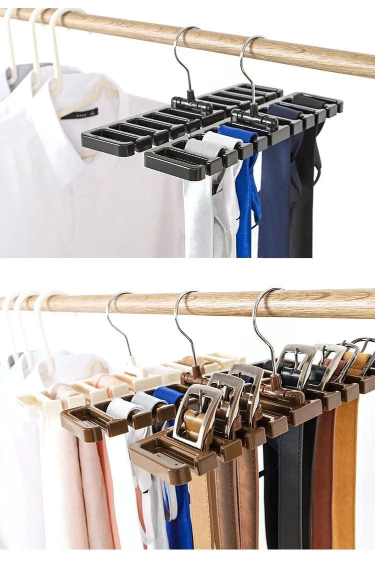 Tie Belt Hanger Wardrobe Closet Belts Scarf Hanging Organizer Rotating 10 Card Slots Storage Holder Rack Hook Bedroom Home Items