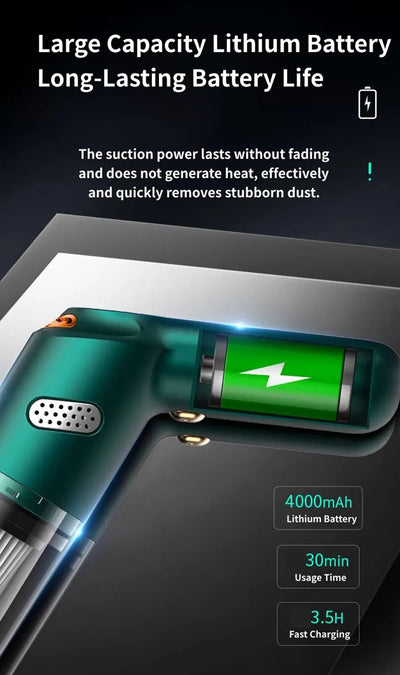Portable Mini Car Vacuum Cleaner Rechargeable Handheld Automotive Vacuum Cleaner For Car Dust Catcher Cyclone Suction