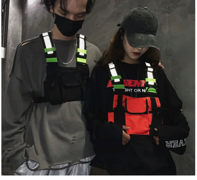 Multi-pocket Vest Bag for Men, Reflective Chest Bags, outdoor sport backpack сумка мужская bolso hombre bag for men mochilas 가방