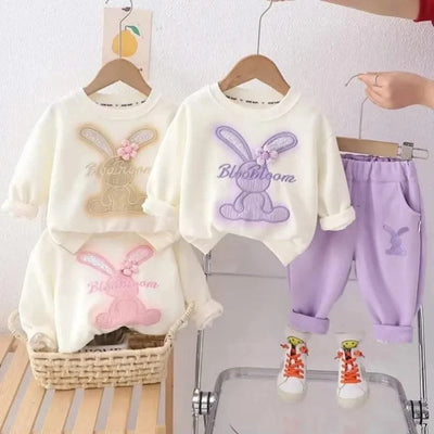 Cartoon Rabbit Long-Sleeved Sweater & Pants (Two-Piece) For Children |Girl's Clothes |Spring and Autumn