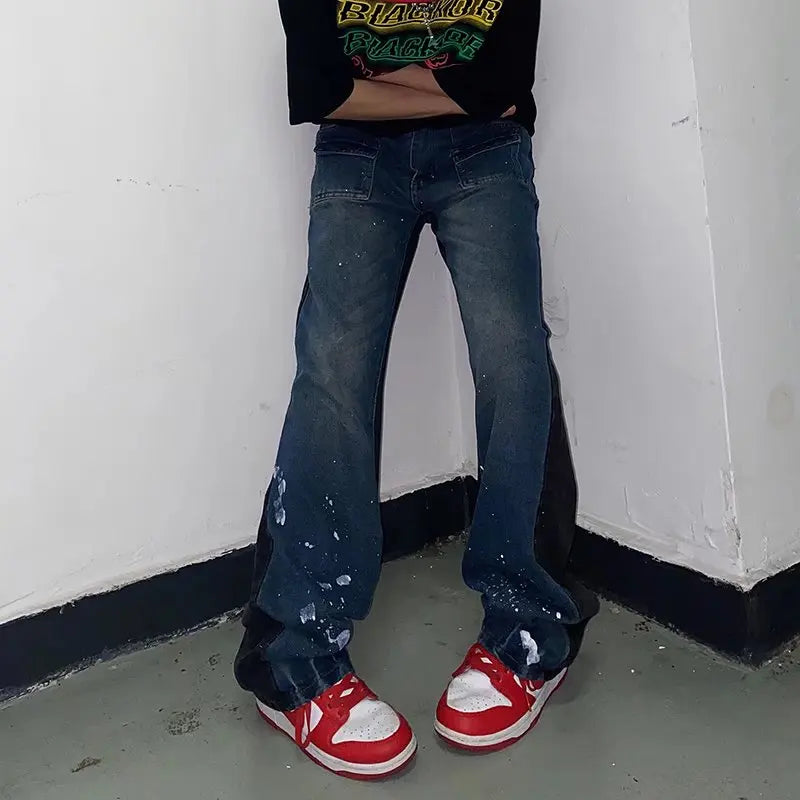 2023 Kanye Y2K Streetwear Baggy Ripped Jeans Pants Men Designer Clothes Washed Blue Straight Hip Hop Denim Trousers Ropa Hombre