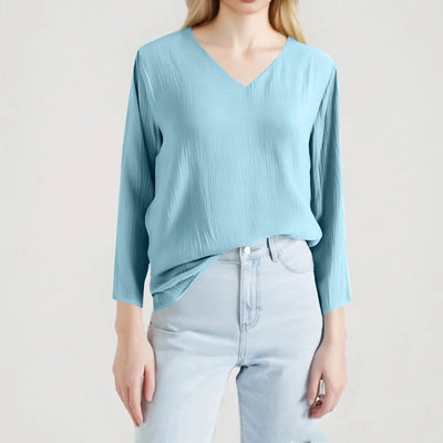 Women Cotton And Linen Top Spring Summer Fashion Casual V-Neck Long Sleeve Loose Pullover Tops Thin Lightweight Comfy Blouse Top