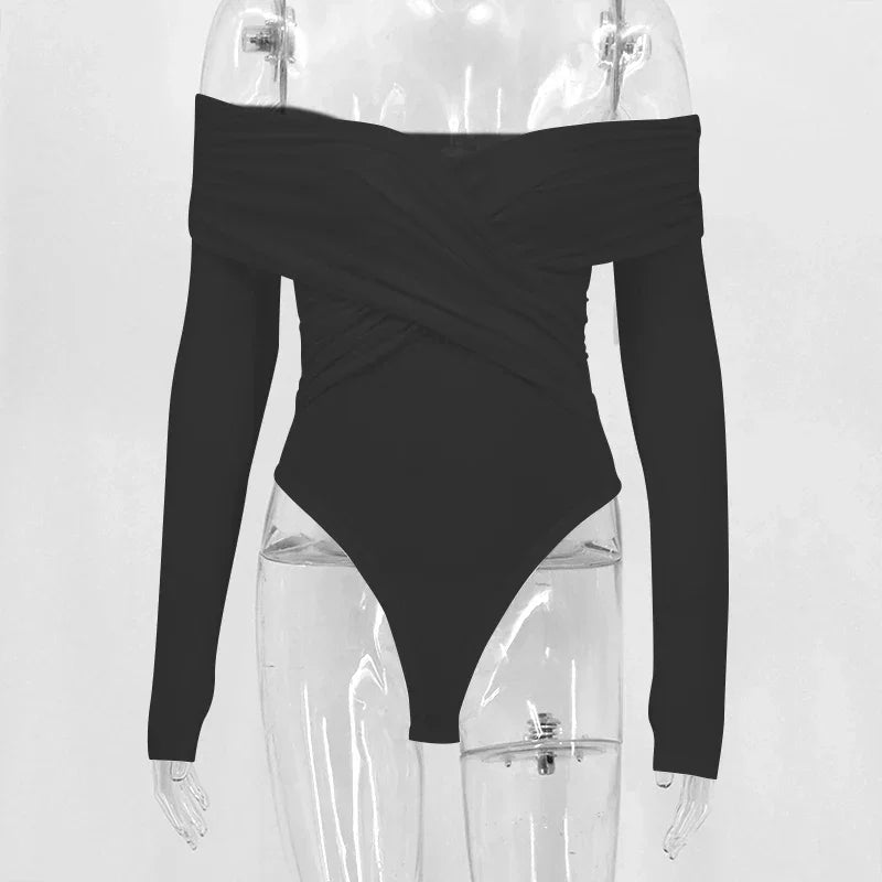 Women Spring Sexy Red Bodysuits Backless Solid Corset Slim Fashion Crossed Bodysuits Long Sleeves Casual Female Knitted Rompers