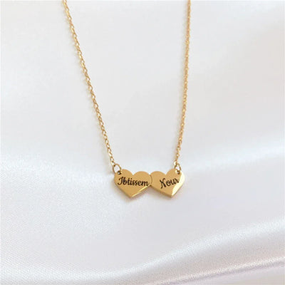 Engraved Customized Side ways Dainty Heart Pendant Necklace Personality Engraved Jewelry for Woman Girl Stainless Steel Gift