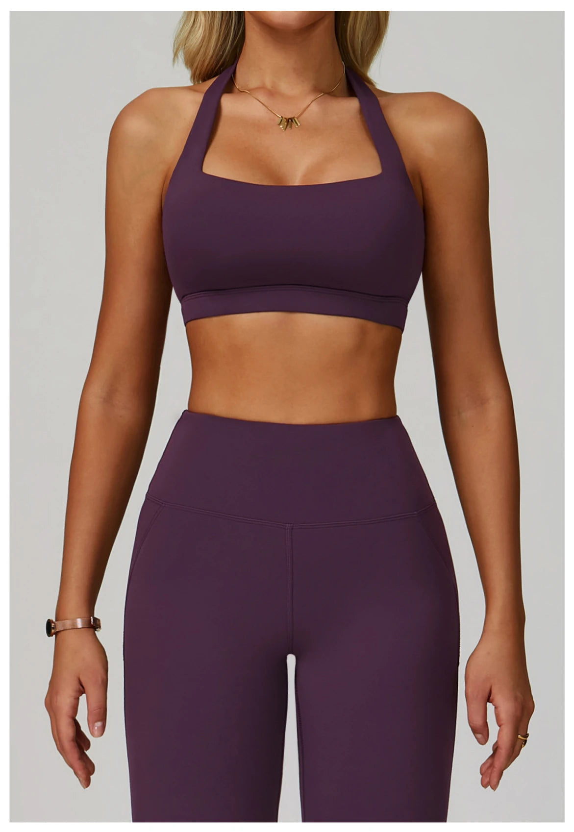Breathable Sports Bra Anti-Sweat Fitness Top Women Hanging Neck Yoga Bra Shockproof Crop Tops Push Up Sport Bra Gym Workout Vest