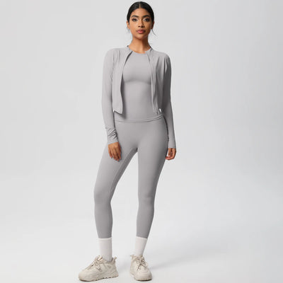 Women Sportswear Yoga Set Workout Clothes Athletic Wear Sports Gym Legging Fitness Top Long Sleeve Yoga Suit ﻿