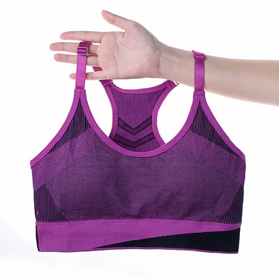 Women Breathable Sports Bra Absorb Sweat Shockproof Padded Gym Running Fitness Double Layer Seamless Yoga Sports Bra Underwear