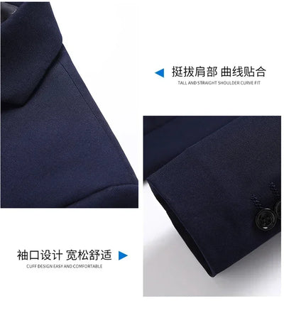 2025 Blazer New Men's Fashion Business Solid Color British Style Professional Work Groom Wedding Dress Best Man Blazer Jacket