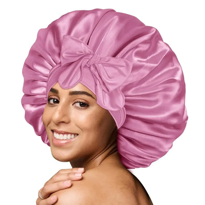 Silk Bonnet for sleeping Women Satin bonnet Hair Bonnet Night Sleep Cap Scarf wrap for Curly Hair with tie Band Black
