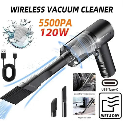 Portable wireless car vacuum cleaner, mini vacuum cleaner, powerful vacuum cleaner, portable USB car, 5500PA