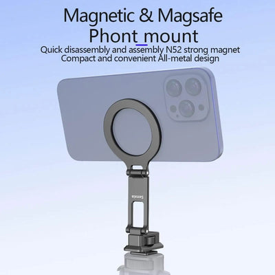 Magnetic Magsafe Phone Holder Mount Folding Metal Cold Shoe Phone Holder for IOS Android DSLR Camera Monitor Tripod