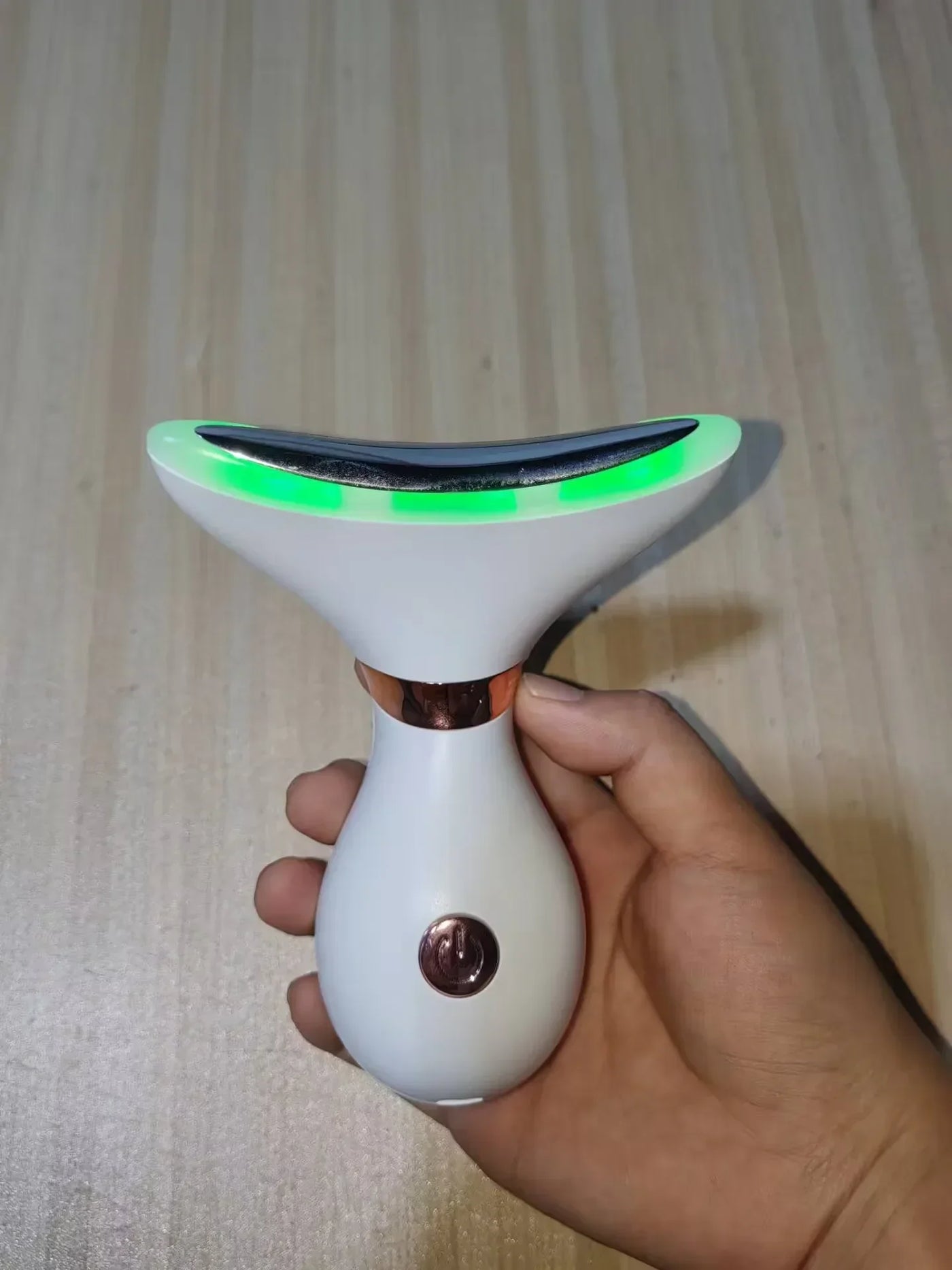 LED three-color light neck facial lifting beauty device vibration massager skin tightening anti-wrinkle removal double chin