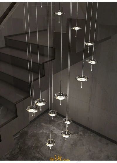 Led Chandelier Home Decoration Lighting Hanging Lamps Living Room Indoor Gloss Island Kitchen Lamps Chrome Staircase Chandelier