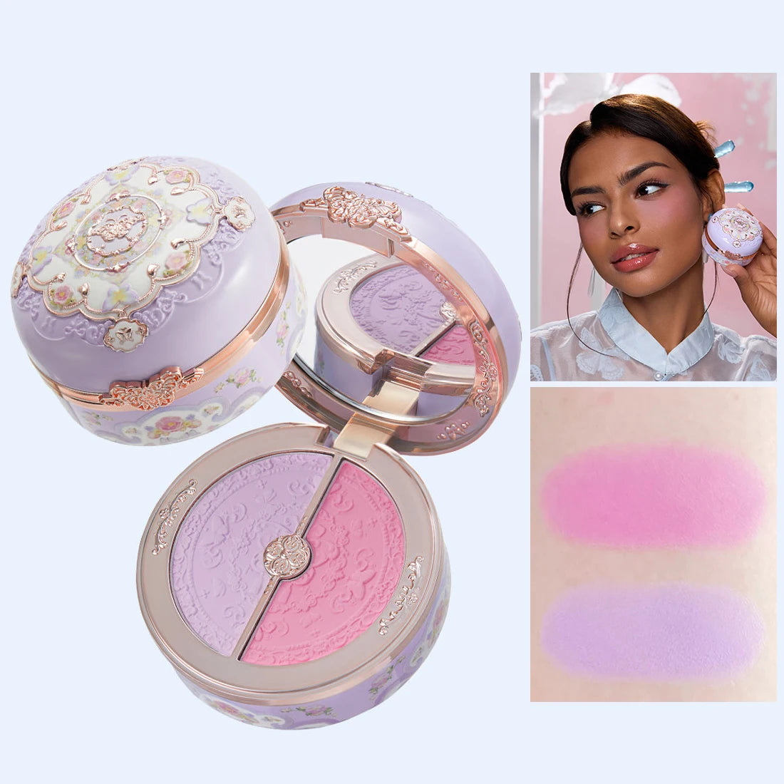 Flower Knows Butterfly Cloud Blush Duo Waterproof Long Lasting High Pigment Highlighting Powder Natural Glow Vegan Makeup