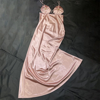 Womens dresses Summer 2025 new satin slim fit sleeveless long dresses Sexy backless suspender midi dresses banquet party dresses