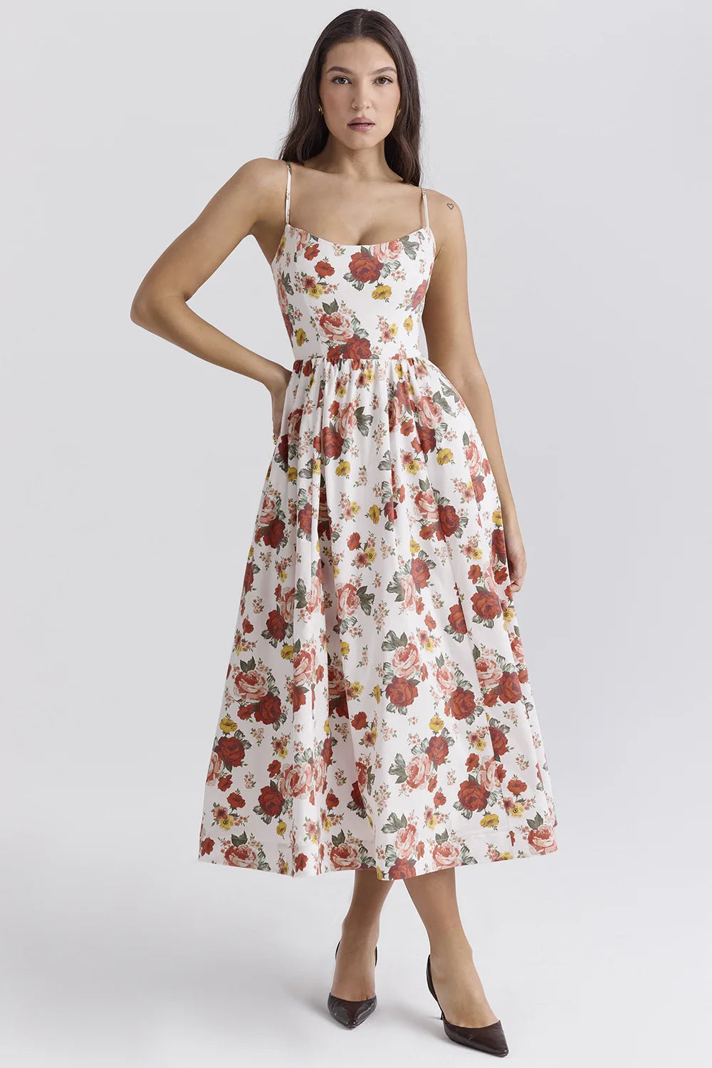Elegant floral prints Dresses for summer women's dresses 2024 New Skinny Sexy Backless SLeeveless High Waist Maxi Sling Dress
