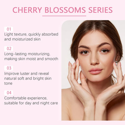 Sakura Skincare Set Moisturizer Face Cream Serum Toner Facial Cleanser Eye Cream Anti-Wrinkle Brighten Face Care Kit for Women