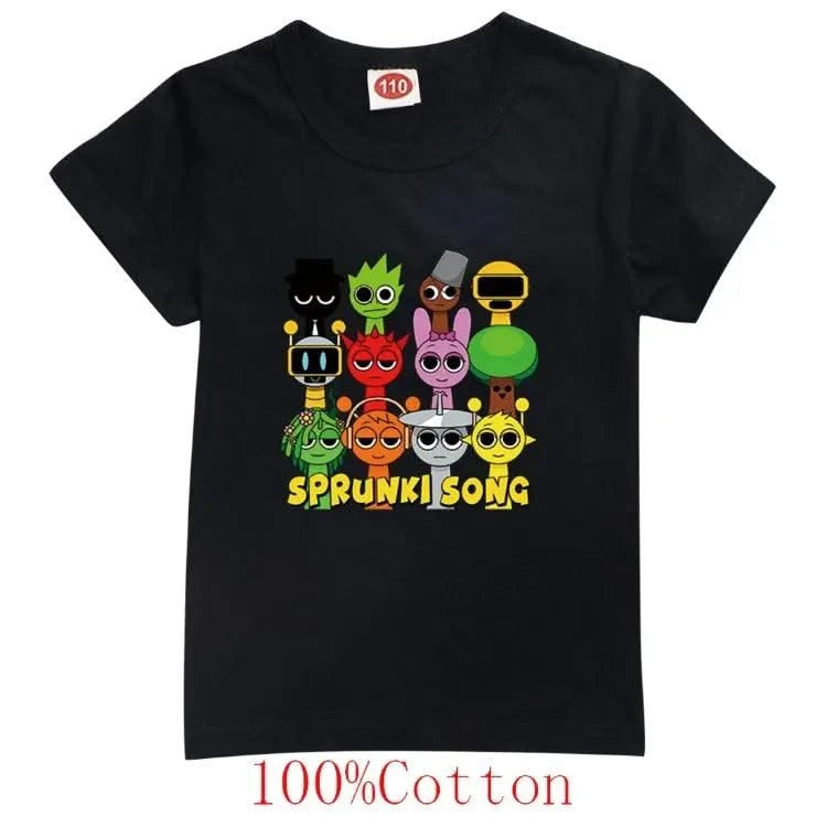 Camisas Sprunki Incredibox Figuras Kids Game Sprunky Tshirt Boys Short Sleeve Tops Girls Cartoon Clothes Children Summer Clothes