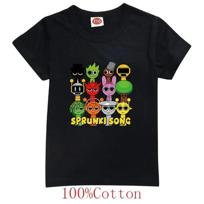 Camisas Sprunki Incredibox Figuras Kids Game Sprunky Tshirt Boys Short Sleeve Tops Girls Cartoon Clothes Children Summer Clothes