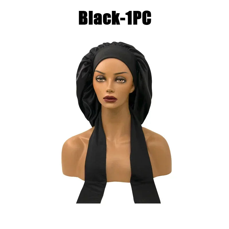 Satin Bonnet Silk Bonnet Adjustable Bonne For Sleeping Hair Bonnet With Tie Band Bonnets For Women Men