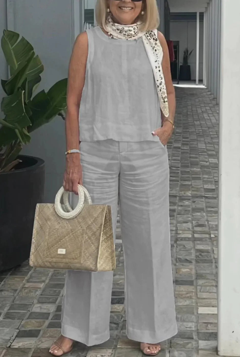 Cotton Linen Comfortable Two Piece Sets Women Outfits 2024 Summer Autumn Solid Casual Tops Pants 2 Piece Set For Women Suit