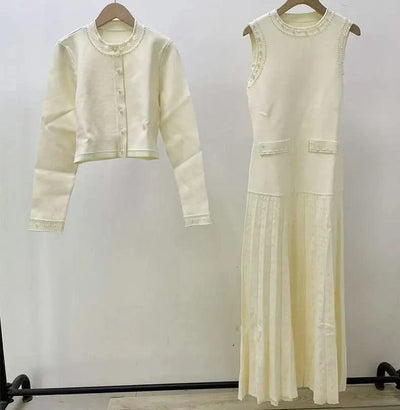 Women's summer dress with round neck and short sleeves with pearl decoration elegant party dress women's dresses trend 2025