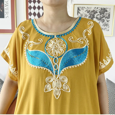 New Dubai Lady Party Summer Solid Cotton Dress with Scarfs African Dashiki Women Maxi Cotton Embroider Loose Vestidos