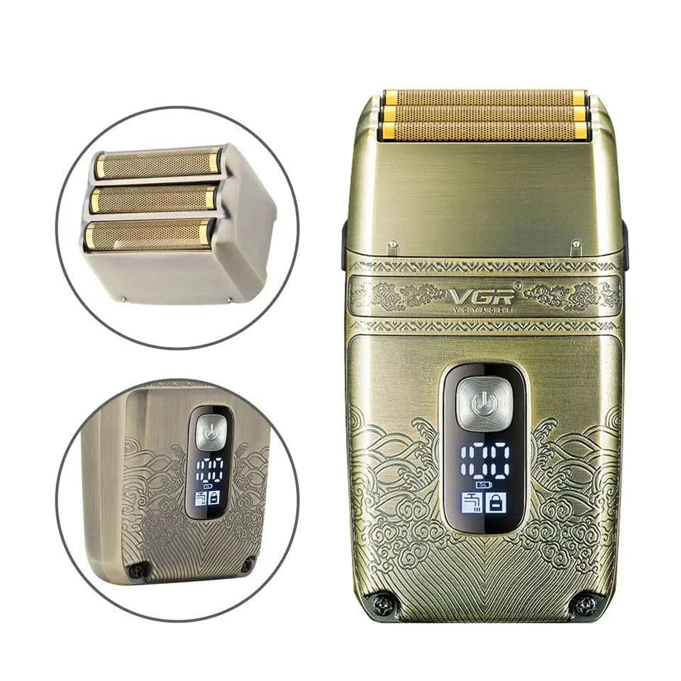 VGR Metal Wet Dry Electric Shaver For Men Rechargeable Hair Beard Electric Razor Washable Facial Shaving Machine For Bald Head